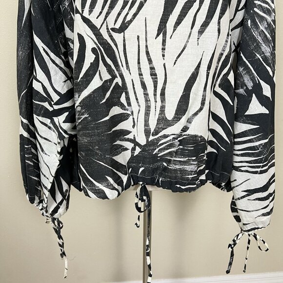 Bryn Walker LINEN COTTON Top Size 2X Long Sleeve Tropical Lagenlook Coastal Boxy - Picture 4 of 16